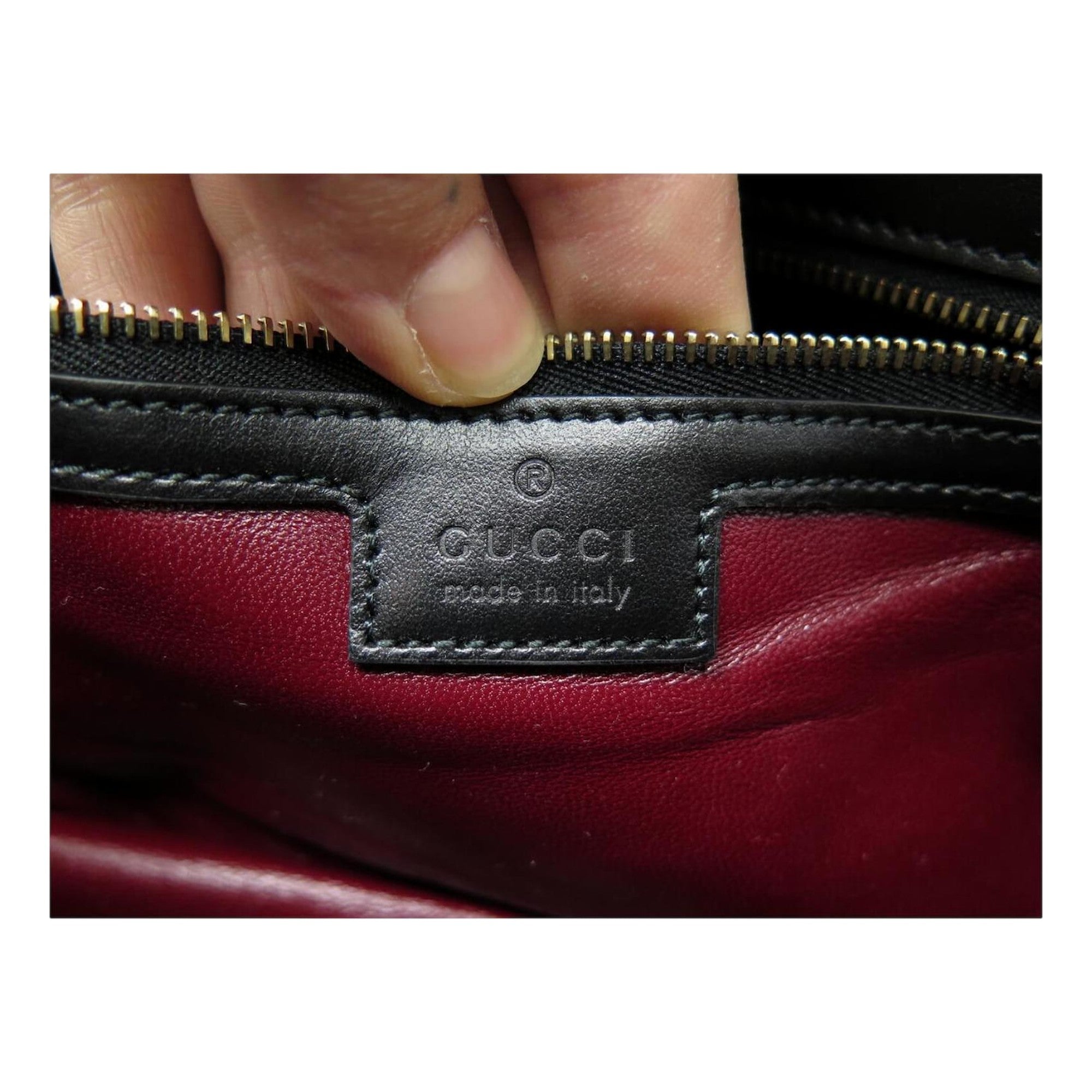 Gucci GG Marmont Dual Compartment Black Leather Shoulder Bag Gold Logo