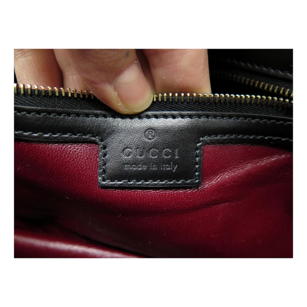 Gucci GG Marmont Dual Compartment Black Leather Shoulder Bag Gold Logo