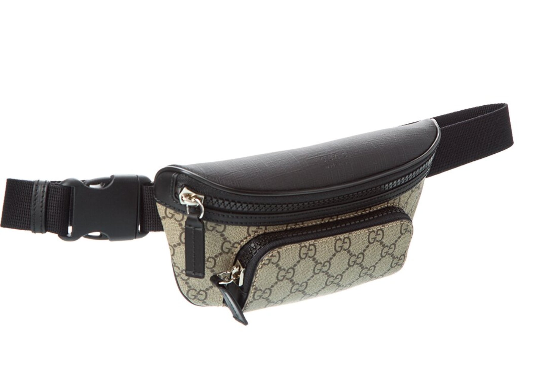 Gucci GG Supreme Canvas Belt Bag Beige Black Unisex Waist Bag