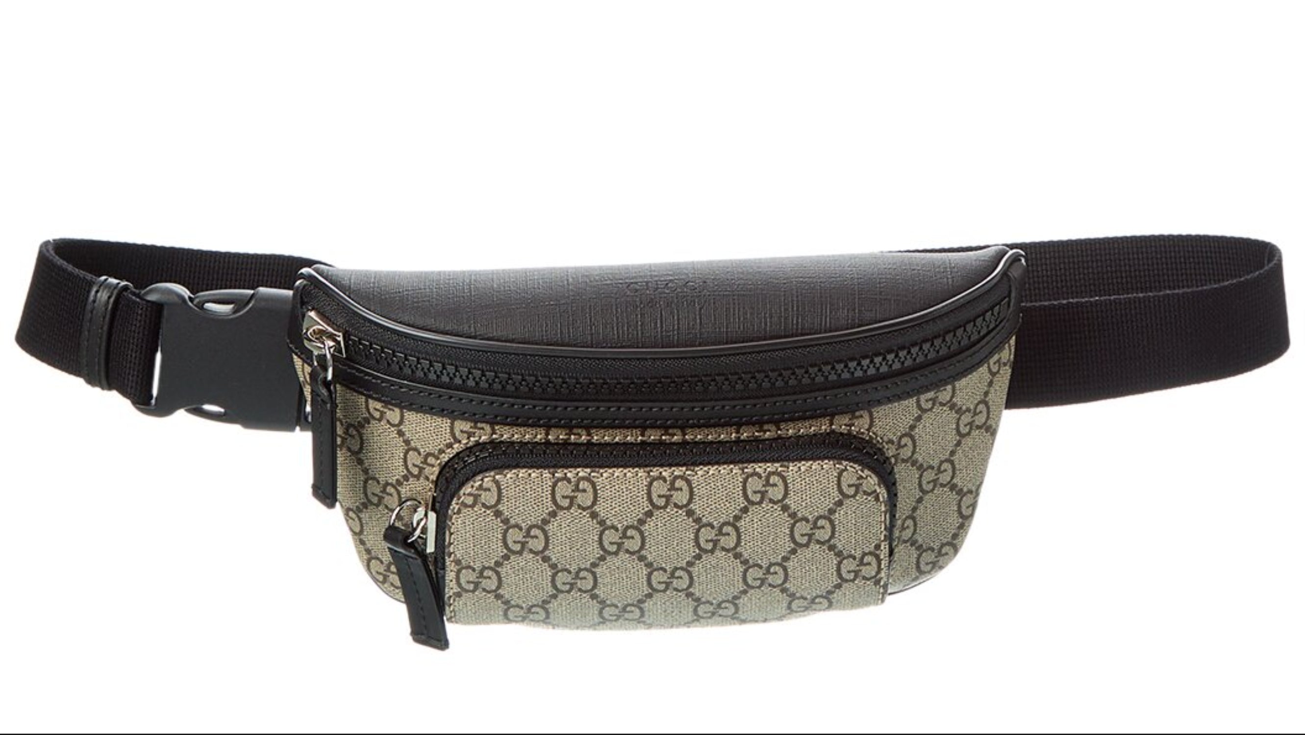 Gucci GG Supreme Canvas Belt Bag Beige Black Unisex Waist Bag