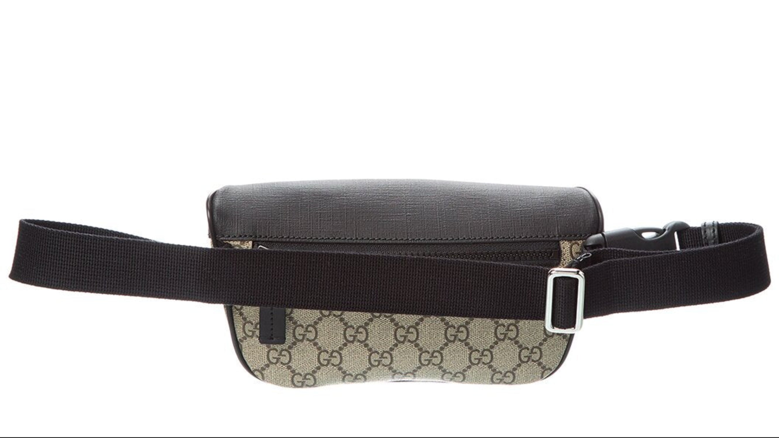 Gucci GG Supreme Canvas Belt Bag Beige Black Unisex Waist Bag