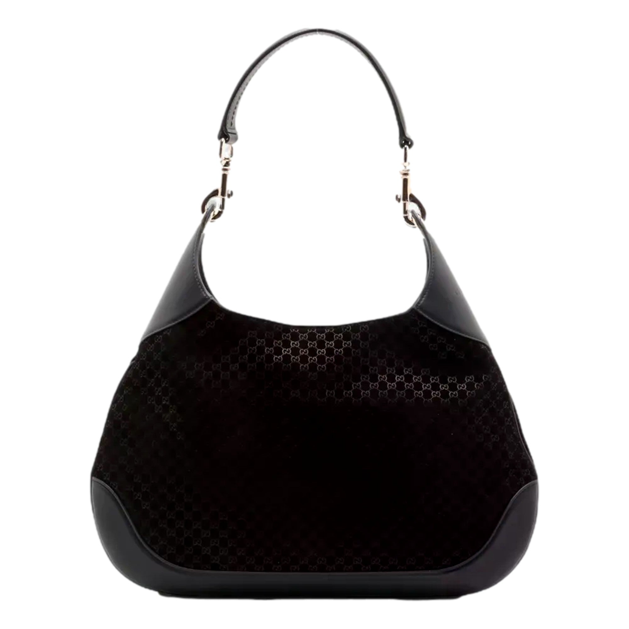 Gucci Micro GG B Medium Shoulder Bag Black Suede and Leather