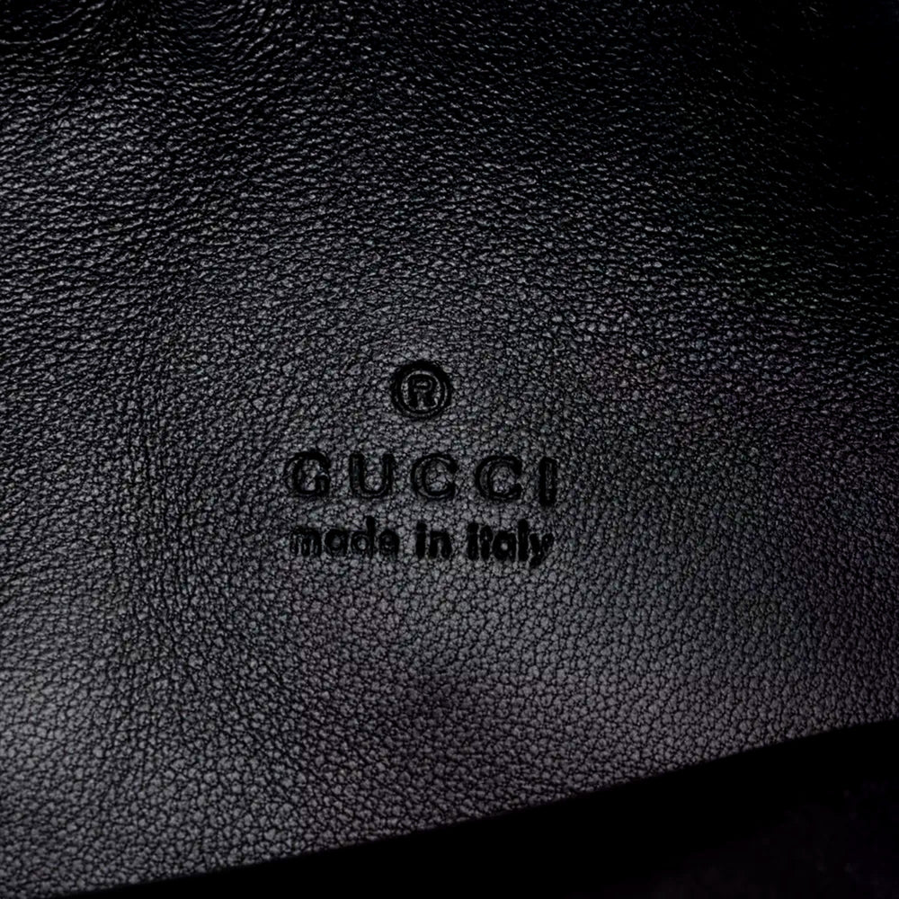 Gucci Micro GG B Medium Shoulder Bag Black Suede and Leather