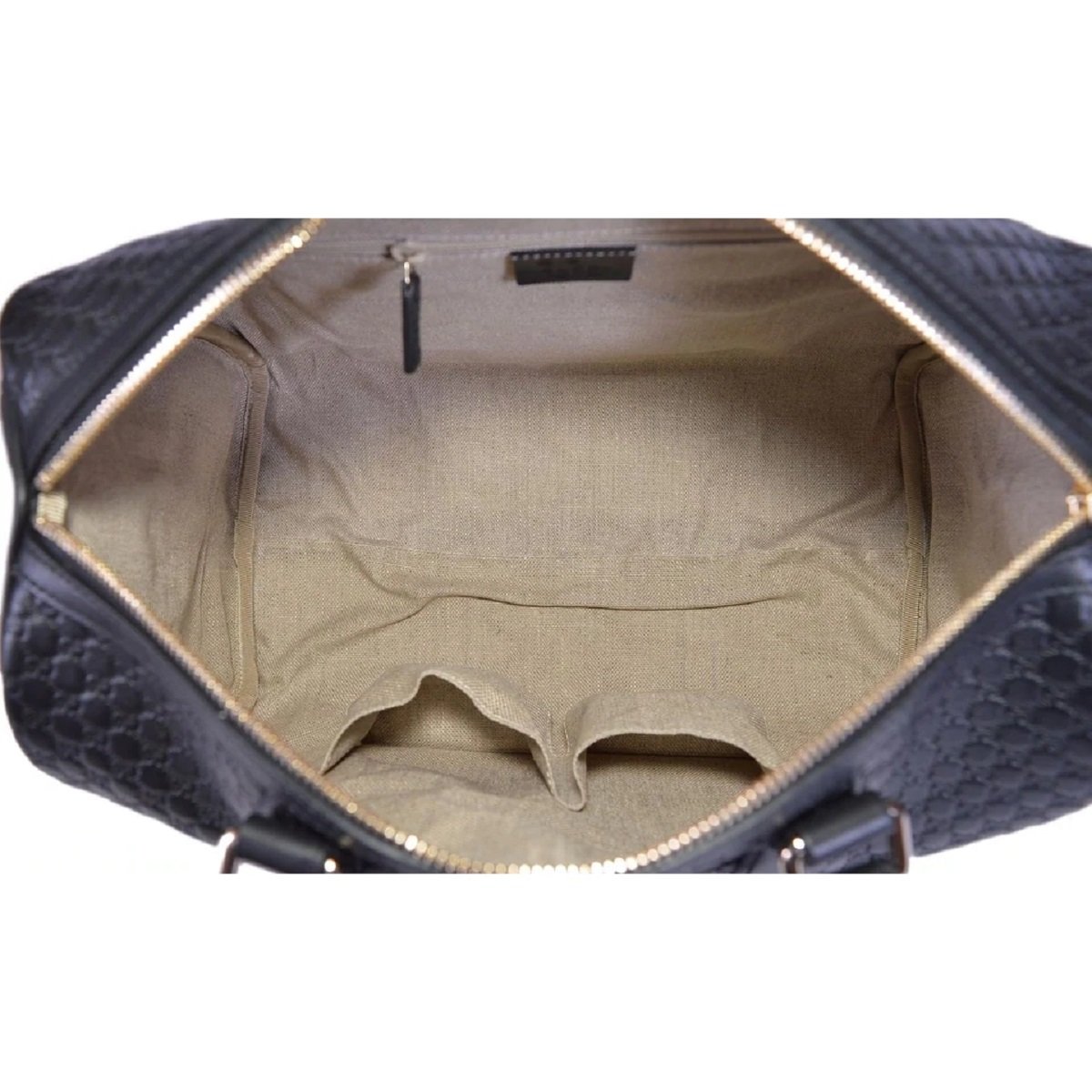 Gucci Microguccissima GG Boston Bag Black Embossed Leather Gold Hardware
