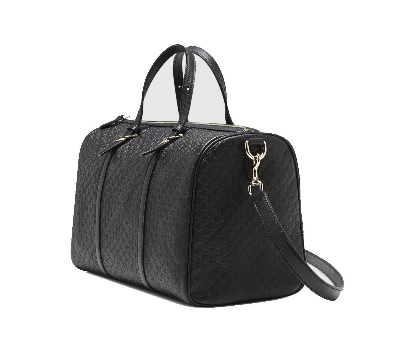 Gucci Microguccissima GG Boston Bag Black Embossed Leather Gold Hardware