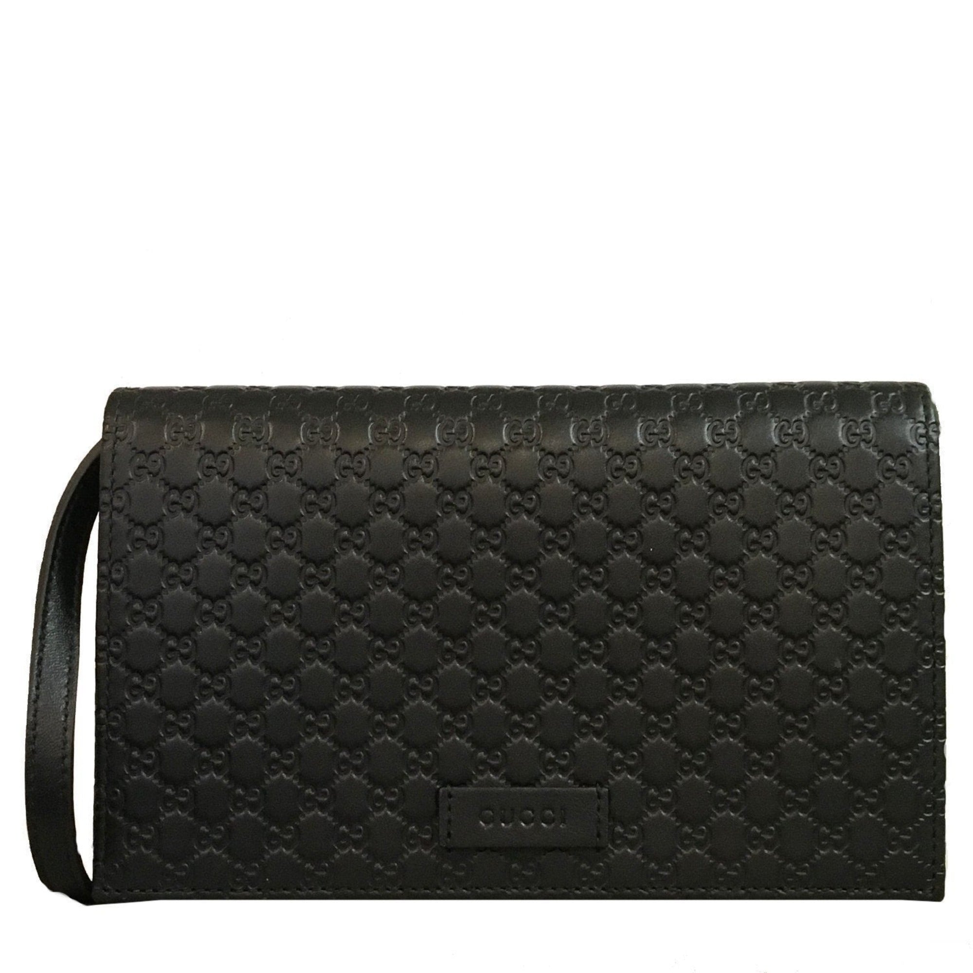 Gucci Microguccissima GG Logo Black Leather Wallet Crossbody Handbag