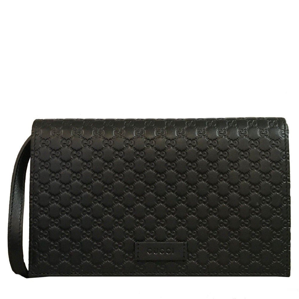Gucci Microguccissima GG Logo Black Leather Wallet Crossbody Handbag