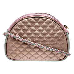 Gucci Mini Zumi Quilted Nappa Trapuntata Metallic Dome Crossbody Bag Pink and Blue