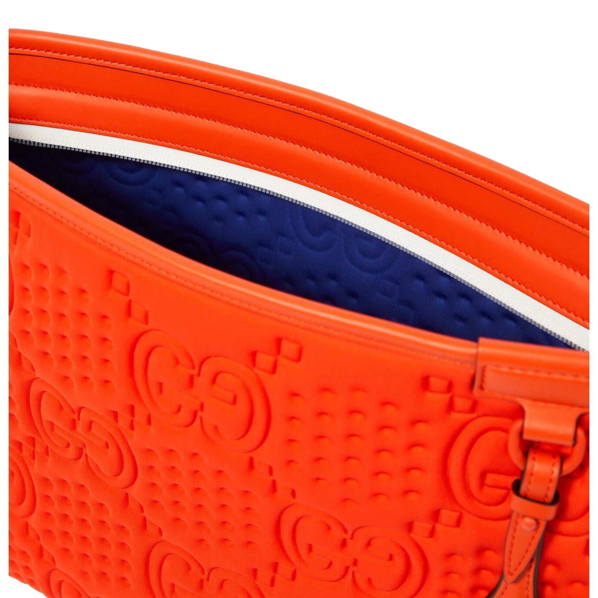 Gucci Off The Grid GG Embossed Orange Rubber Pouch Clutch Bag