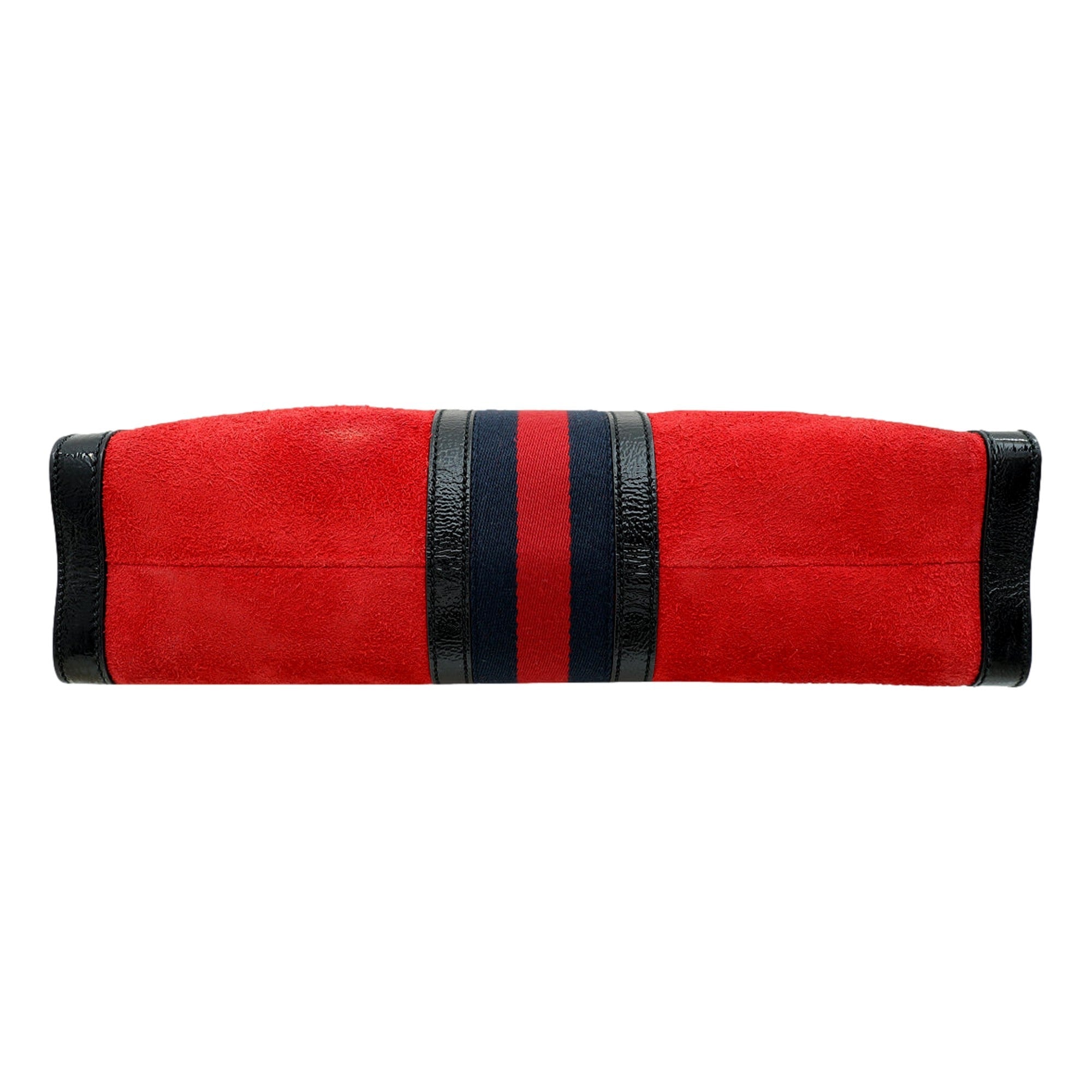 Gucci Ophidia Bicolor Red Suede Black Leather Slip Handle Tote Bag
