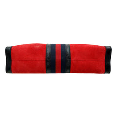 Gucci Ophidia Bicolor Red Suede Black Leather Slip Handle Tote Bag