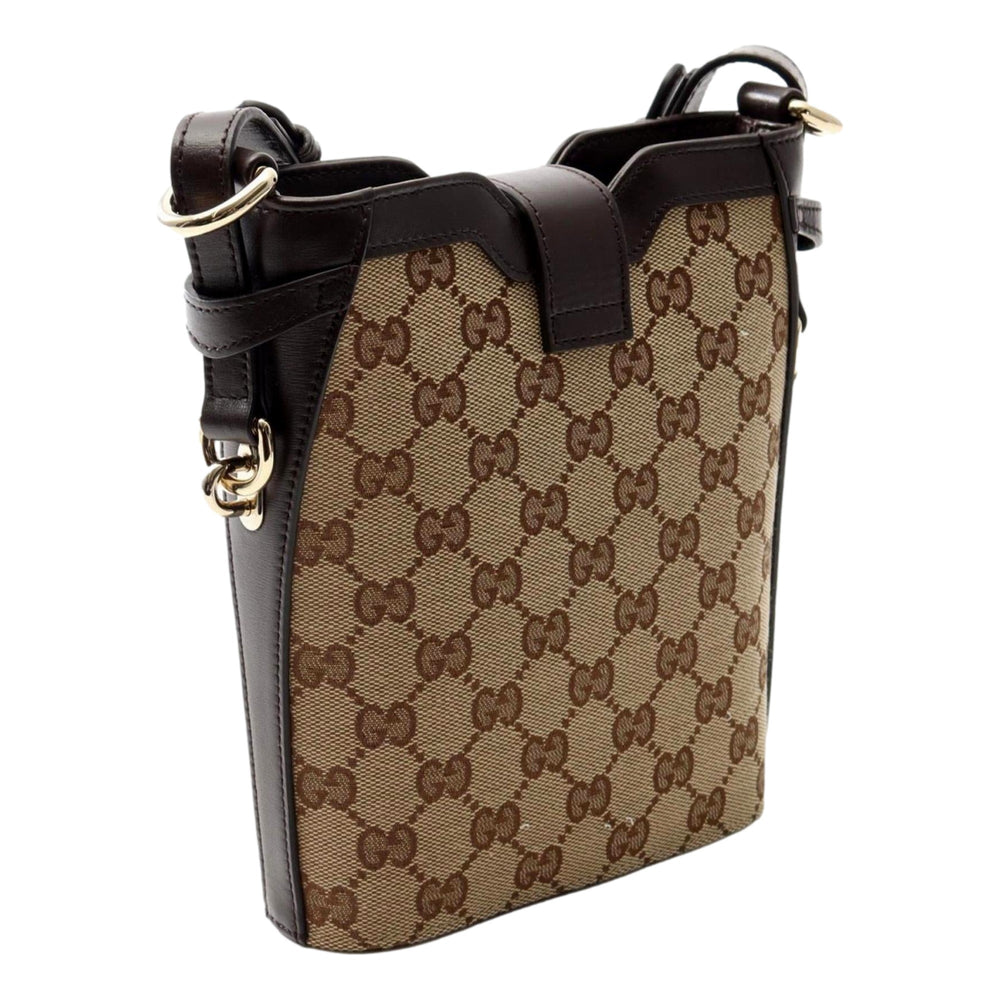 Gucci Original GG Canvas Web Stripe Mini Bucket Bag Beige Brown