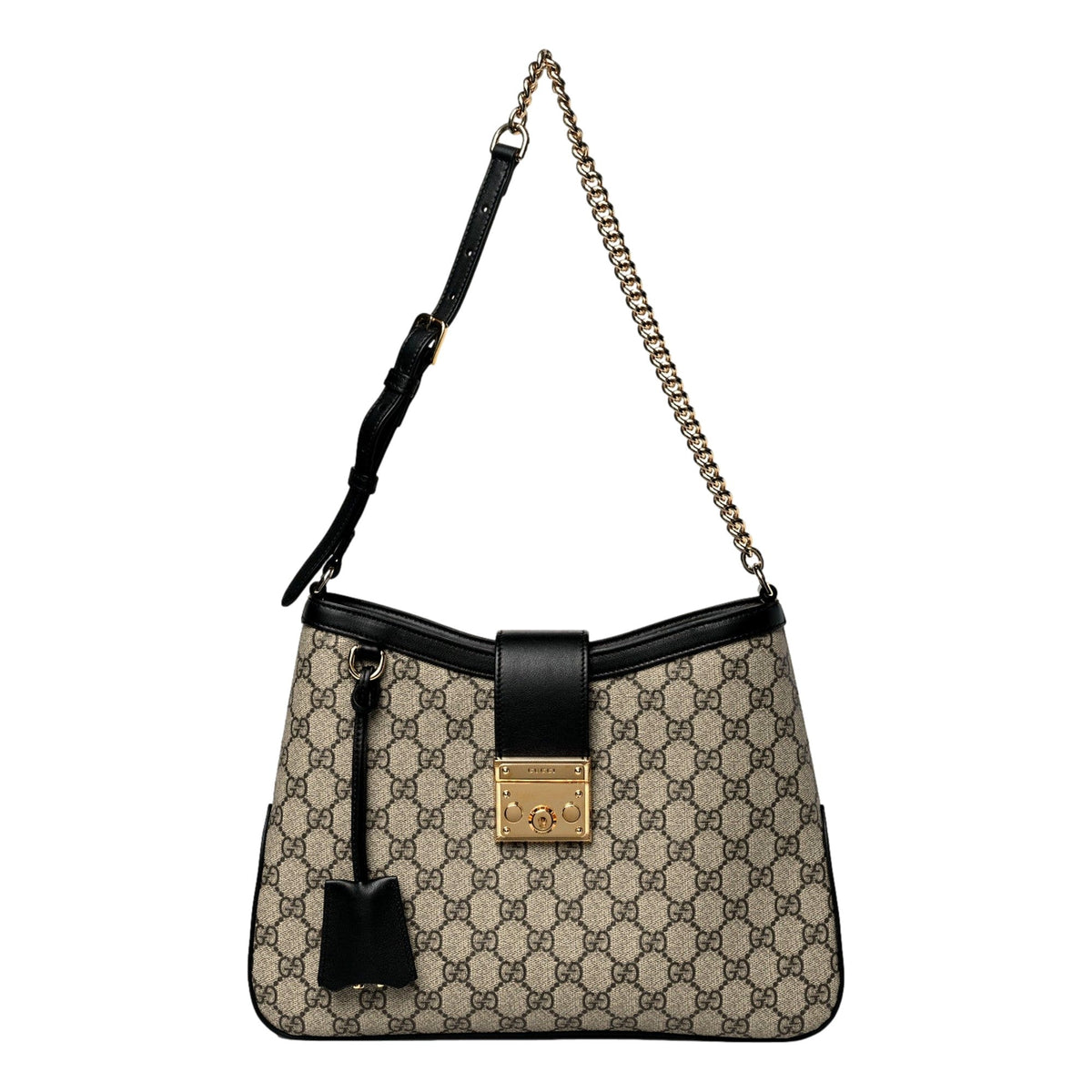 Gucci GG Supreme Monogram Canvas Medium Padlock Shoulder Bag Black