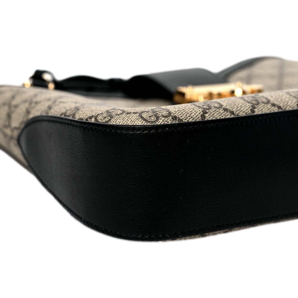 Gucci GG Supreme Monogram Canvas Medium Padlock Shoulder Bag Black