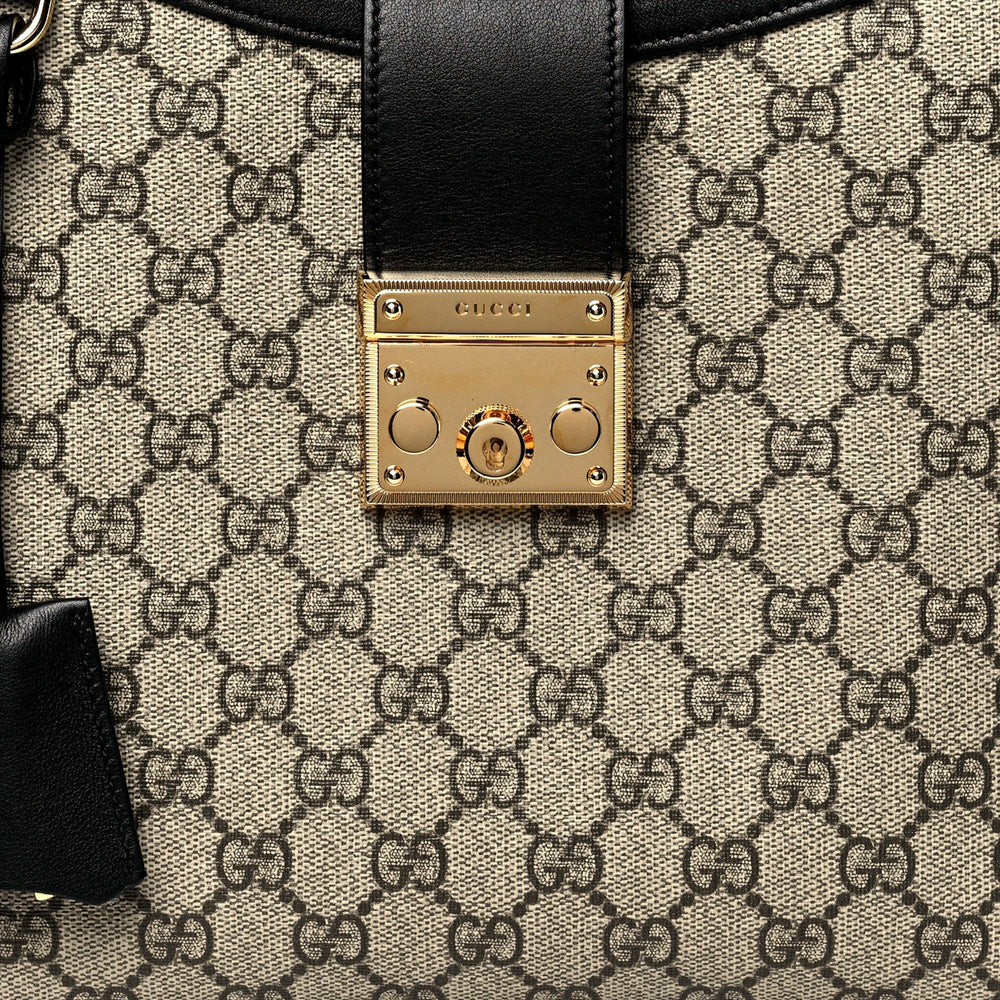 Gucci GG Supreme Monogram Canvas Medium Padlock Shoulder Bag Black