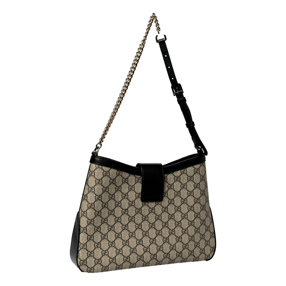 Gucci GG Supreme Monogram Canvas Medium Padlock Shoulder Bag Black