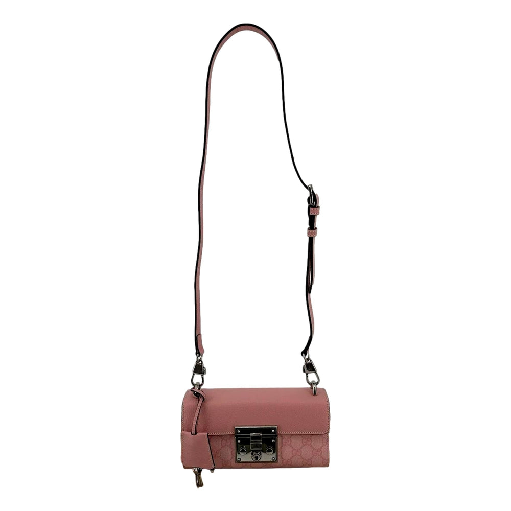 Gucci Padlock Small Handbag Pink GG Supreme Canvas Chain Shoulder Bag