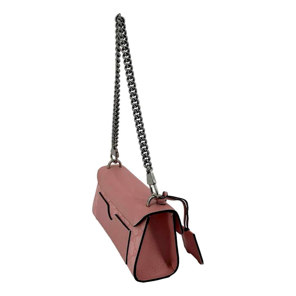 Gucci Padlock Small Handbag Pink GG Supreme Canvas Chain Shoulder Bag