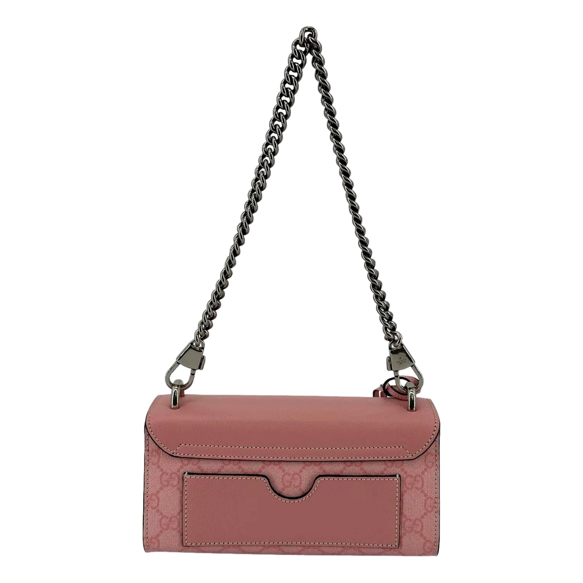 Gucci Padlock Small Handbag Pink GG Supreme Canvas Chain Shoulder Bag