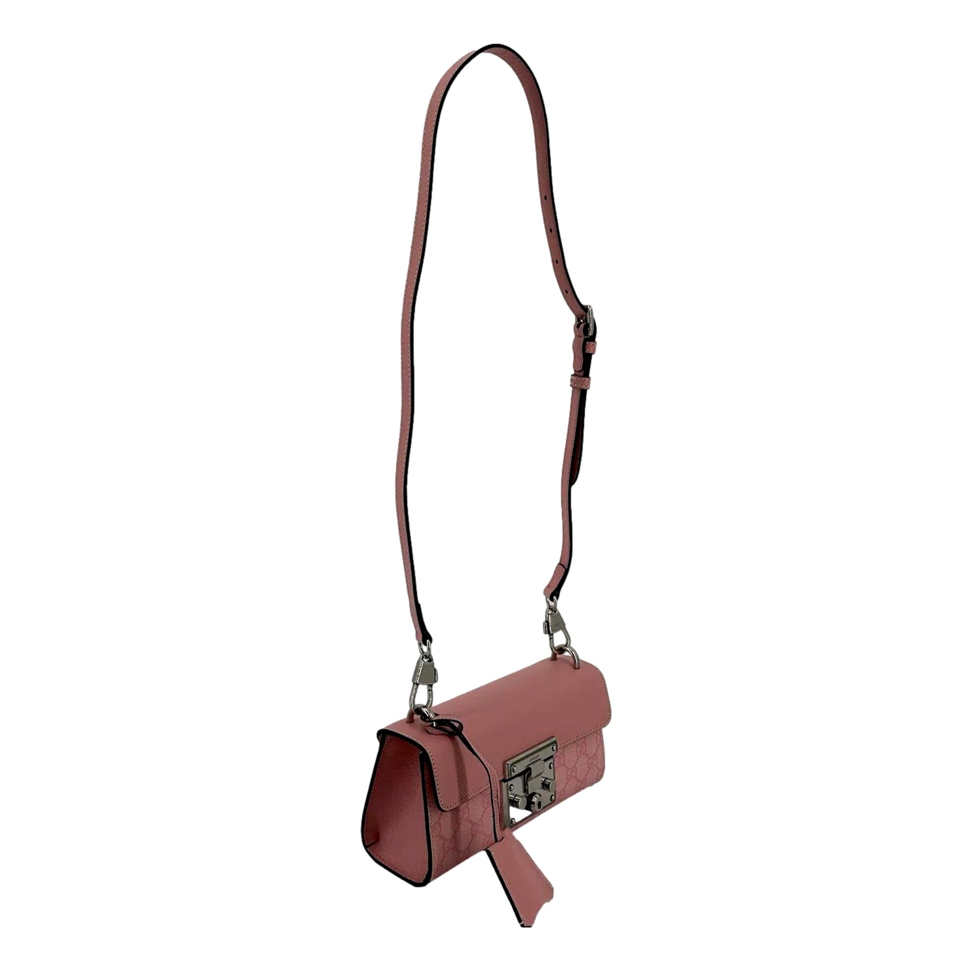Gucci Padlock Small Handbag Pink GG Supreme Canvas Chain Shoulder Bag