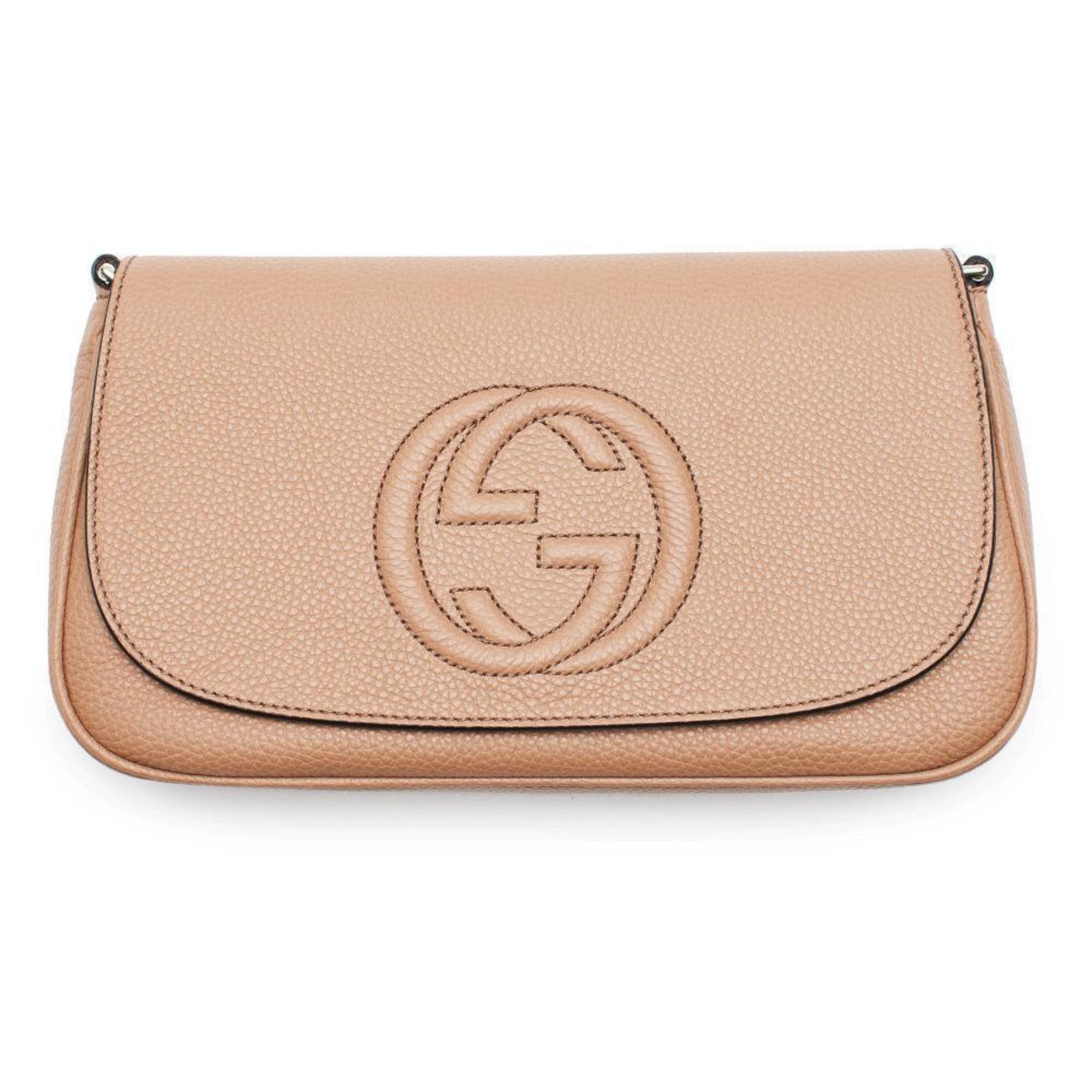 Gucci Soho Disco Beige GG Leather Tassel Chain Crossbody Flap Bag