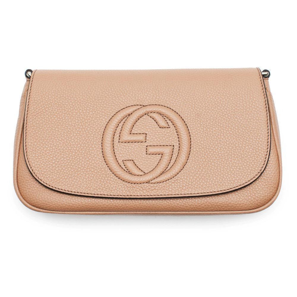 Gucci Soho Disco Beige GG Leather Tassel Chain Crossbody Flap Bag