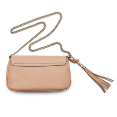 Gucci Soho Disco Beige GG Leather Tassel Chain Crossbody Flap Bag
