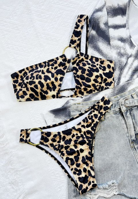 Bold Leopard Print Bikini with Gold Ring Detail
