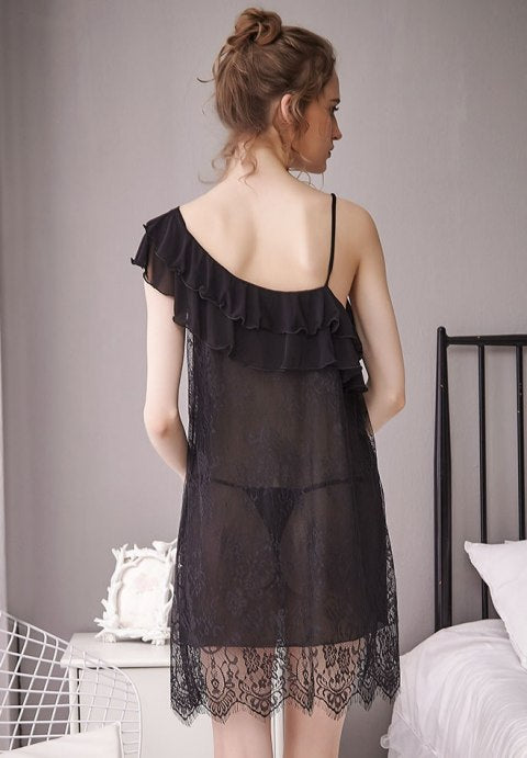 One Shoulder Ruffle Chemise