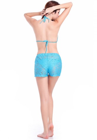 Plain Color Triangle Top Bikini & Shorts