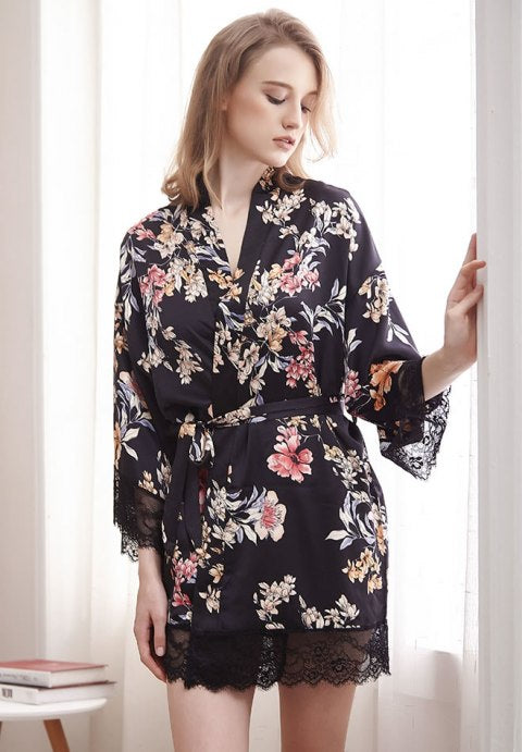 Floral Satin Robe