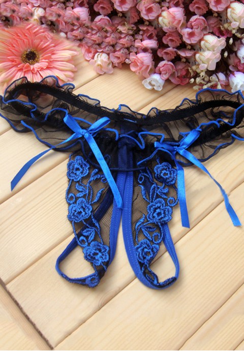 Sheer Mesh Crotchless Bowtie G-string