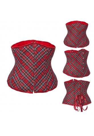 Red Twill Plaid Corset
