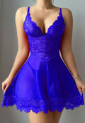 Elegant Deep V-Neck Royal Blue Chemise