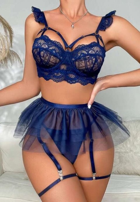 Midnight Beauty Bra and Garter Set