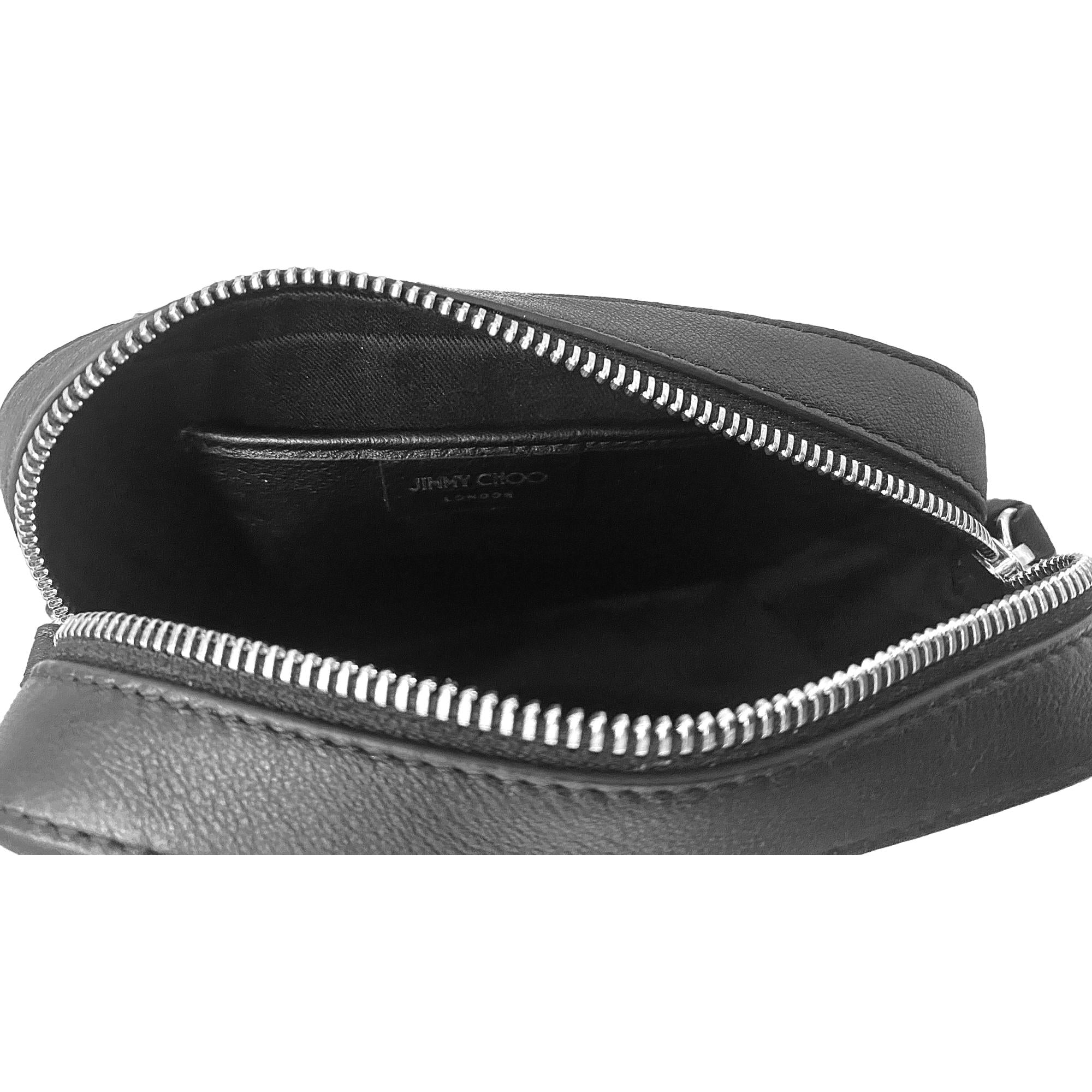 Jimmy Choo Balti Camera Crossbody Bag Black Embossed Leather Chain Strap