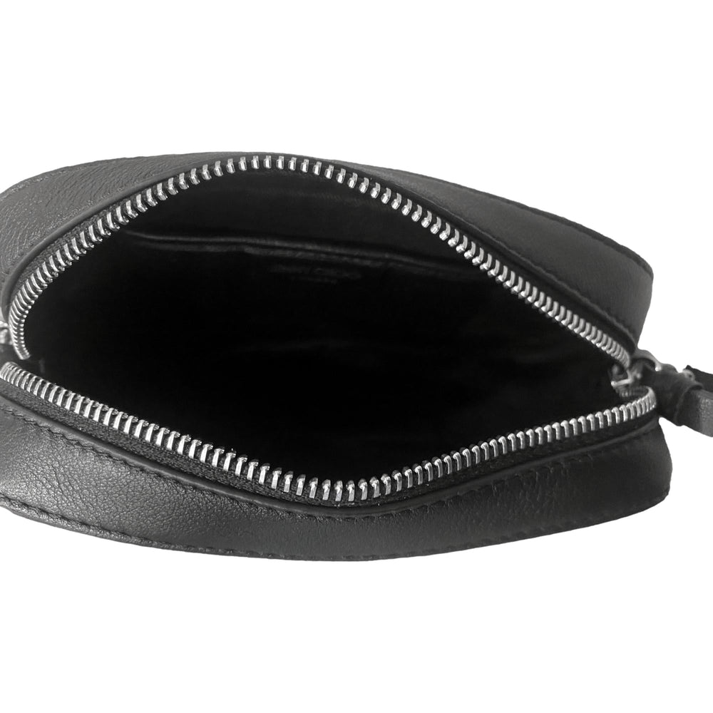 Jimmy Choo Balti Camera Crossbody Bag Black Embossed Leather Chain Strap