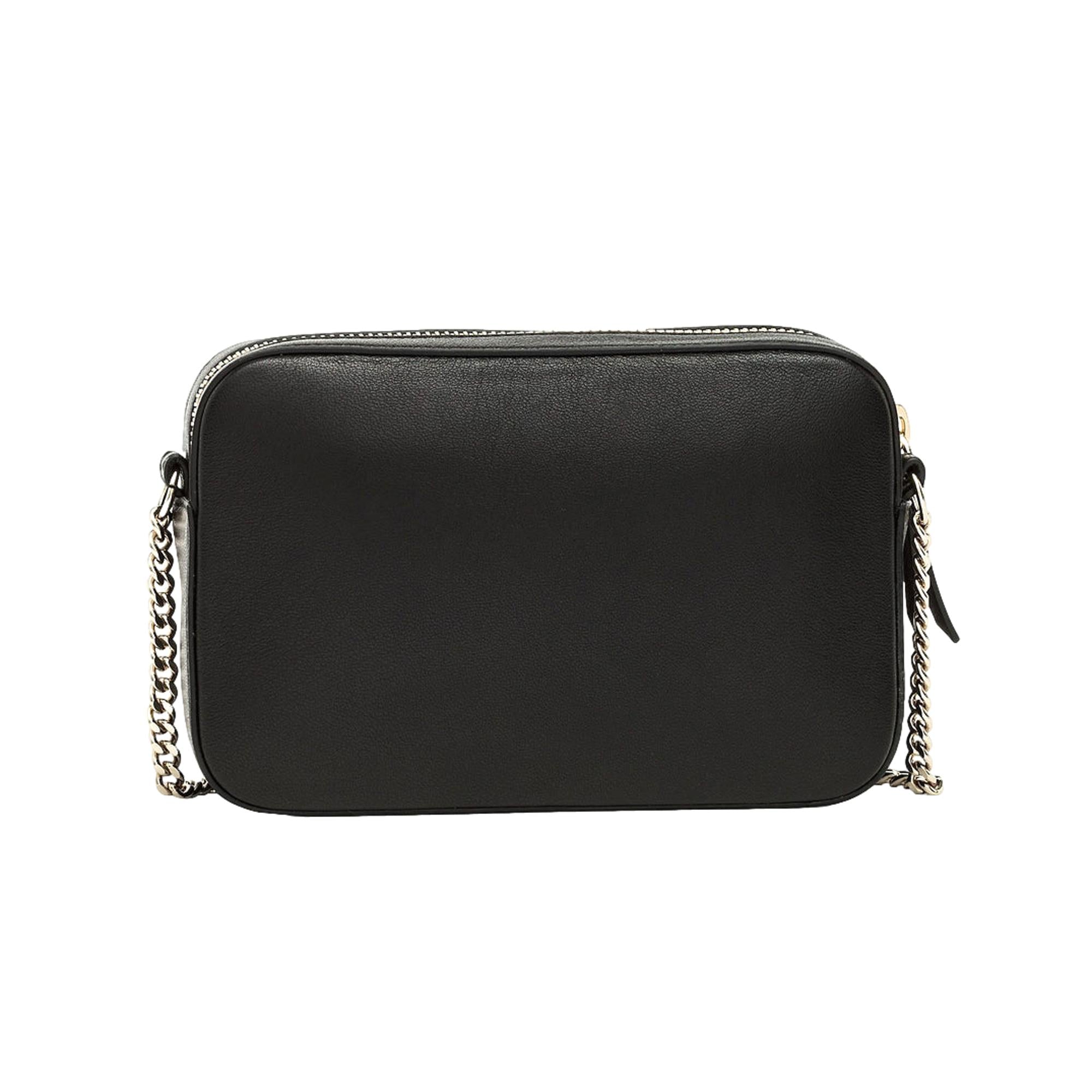 Jimmy Choo Balti Camera Crossbody Bag Black Embossed Leather Chain Strap