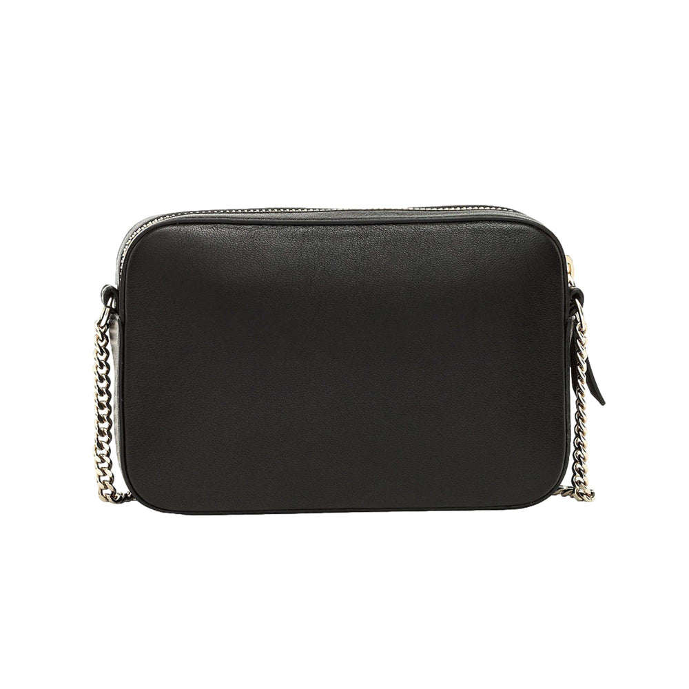 Jimmy Choo Balti Camera Crossbody Bag Black Embossed Leather Chain Strap