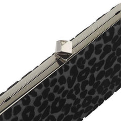 Jimmy Choo Celeste Black Devore Velvet Leopard Print Clutch Bag