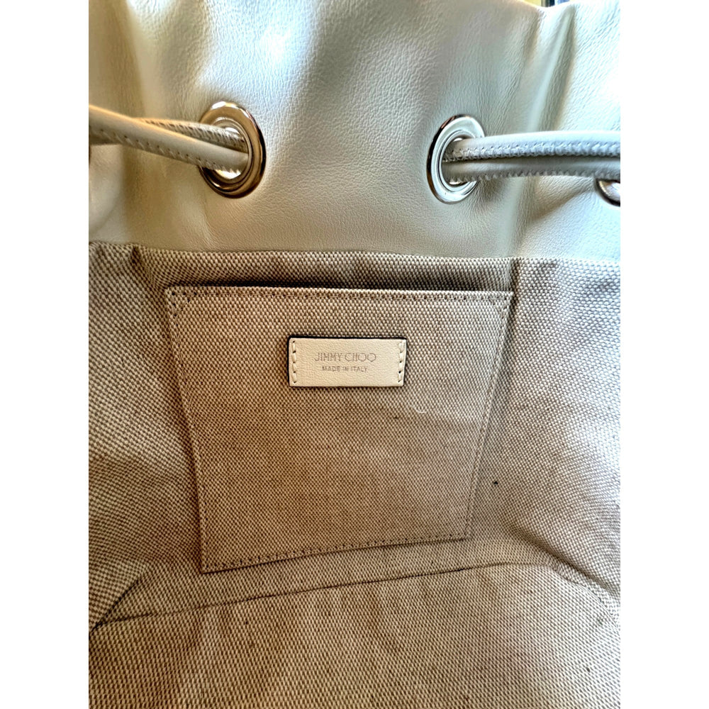 Jimmy Choo Marcheline Pearl Ivory Leather Bucket Crossbody Bag