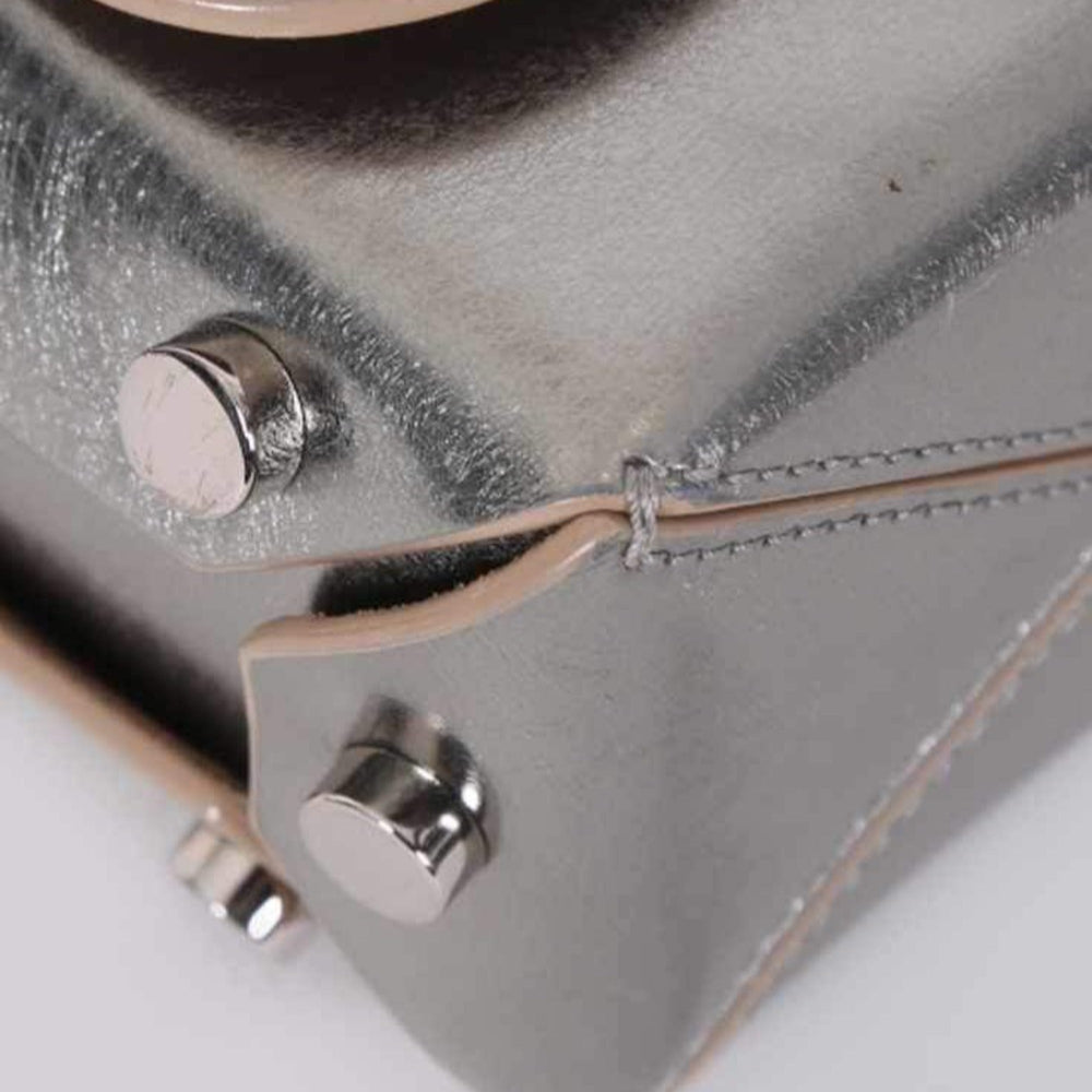 Jimmy Choo Lockett Metallic Silver Studded Leather Crossbody Bag