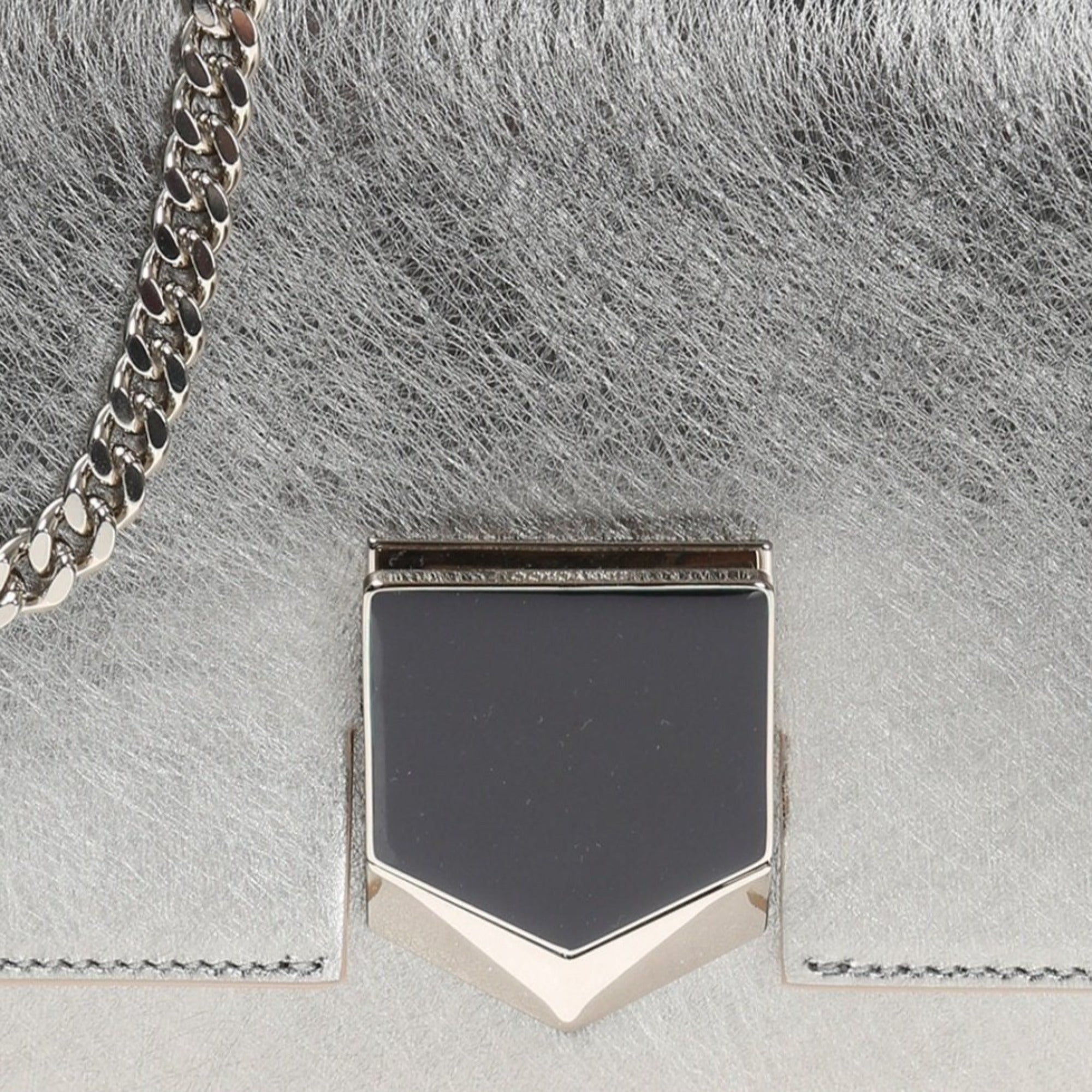 Jimmy Choo Lockett Metallic Silver Studded Leather Crossbody Bag