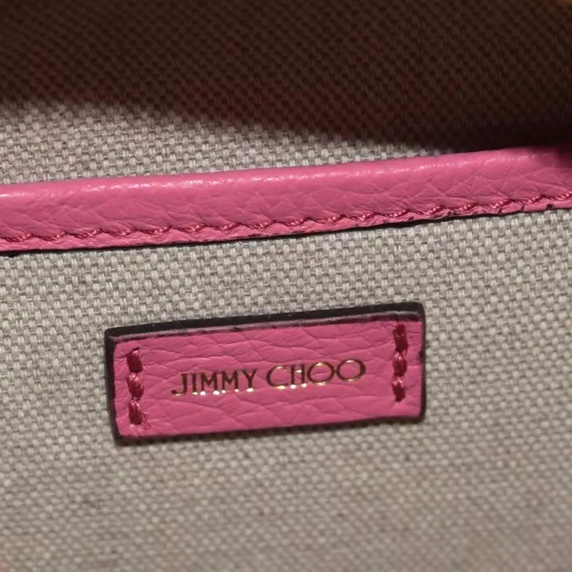 Jimmy Choo Peony Pink Leather Camera Crossbody Bag Logo Zip Gold Hardware