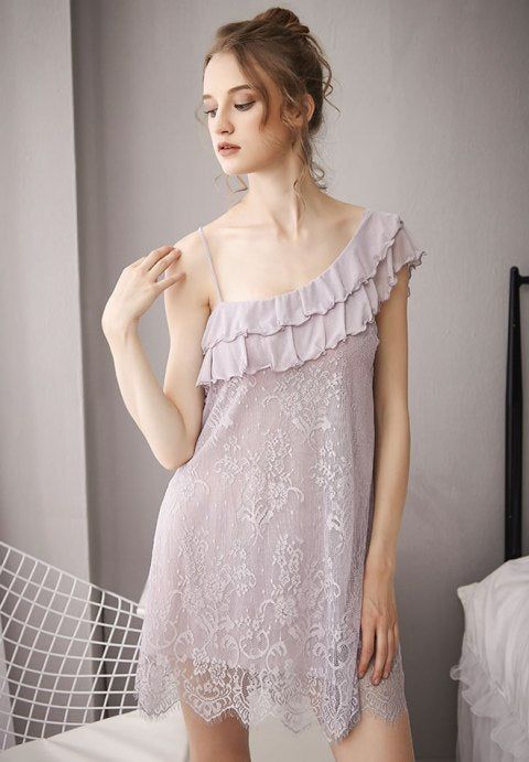 One Shoulder Ruffle Chemise