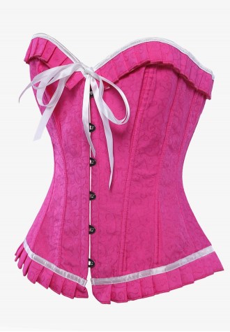 Rose Turquoise White Trim Brocade Corset