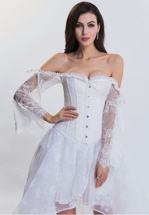 Women's Lace Sexy Corset Long Sleeves Lace Up Bustier