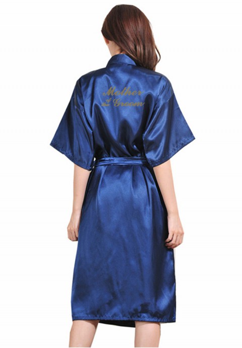 Mother of the Groom Satin Kimono Robe with Gold Glitter