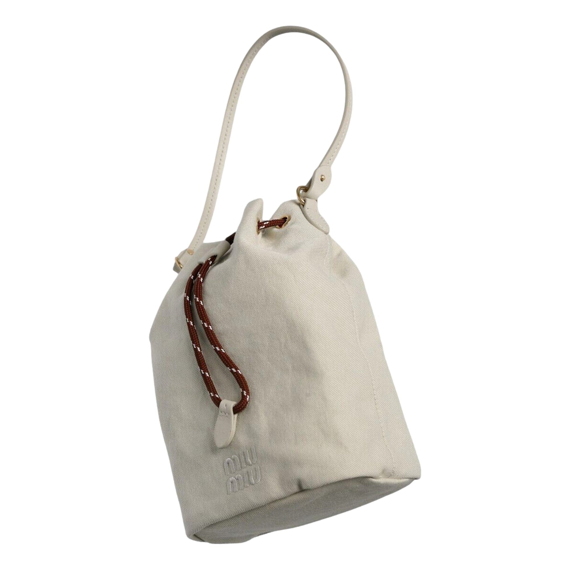 Miu Miu Gabardine Mini Bucket Bag in White