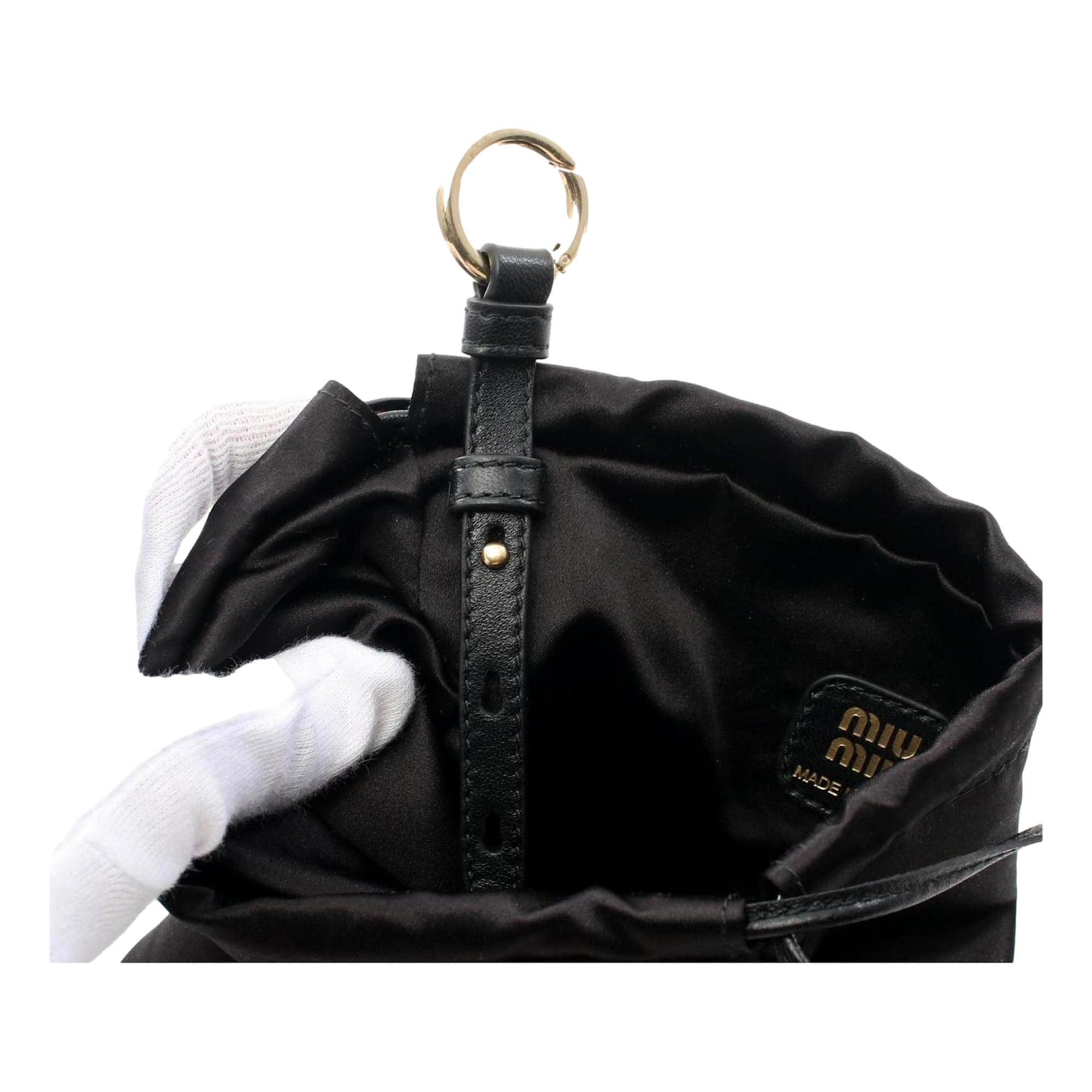 Miu Miu Duchesse Satin Mini Pouch Bag in Black